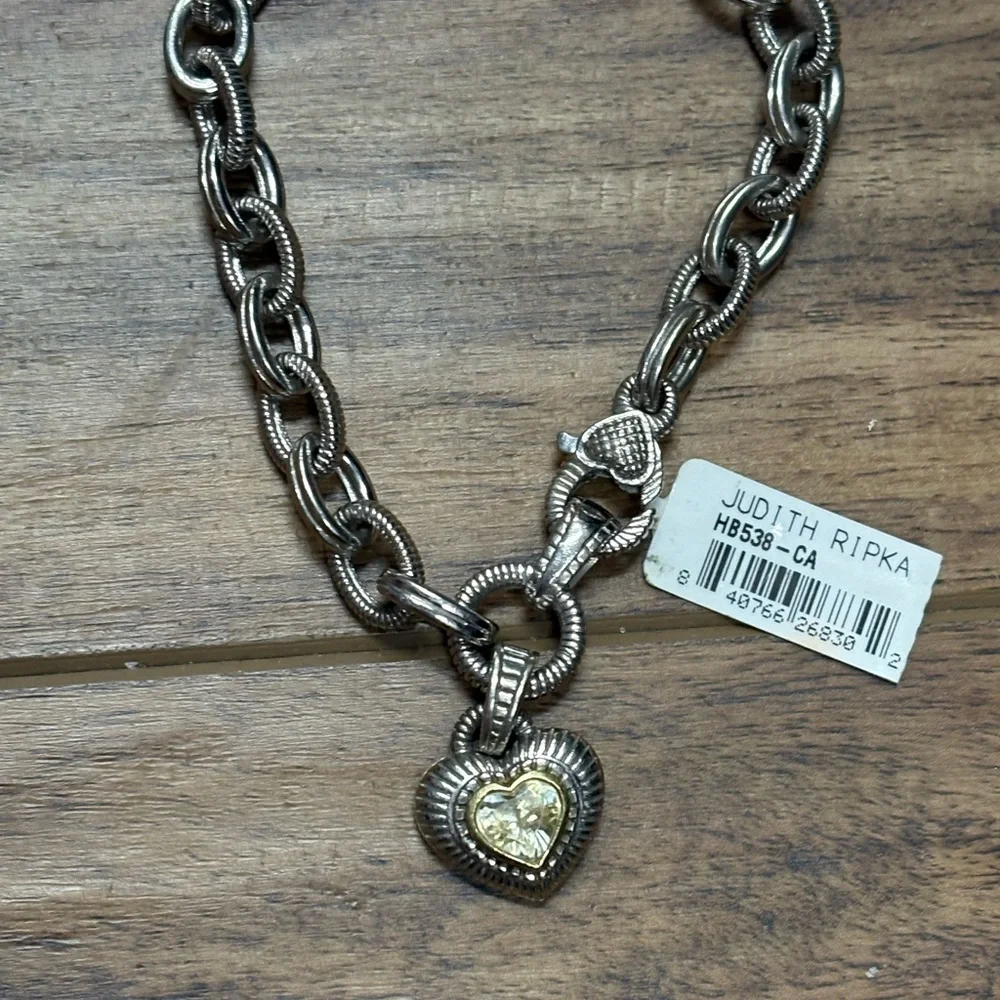 Judith Ripka Sterling Silver 18K Gold with yellow crystal stone heart bracelet - Picture 5 of 6
